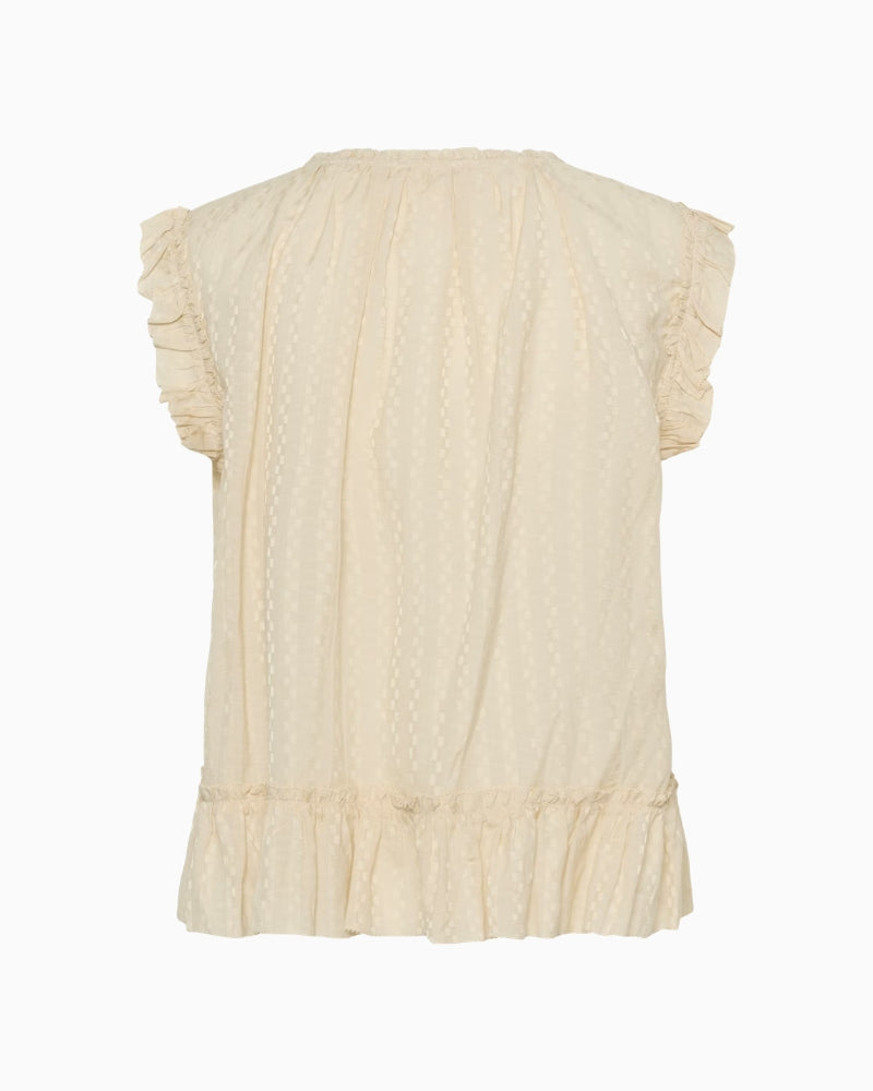 Part Two oatmeal sleeveless blouse back view