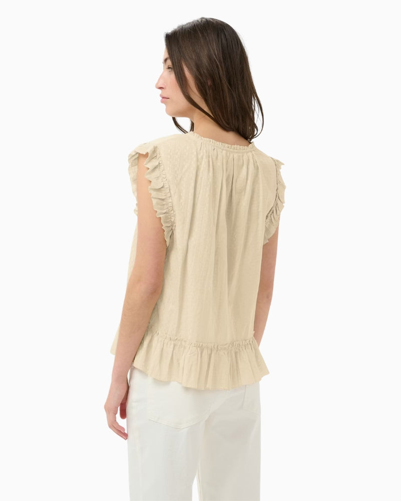 Part Two oatmeal sleeveless blouse back view