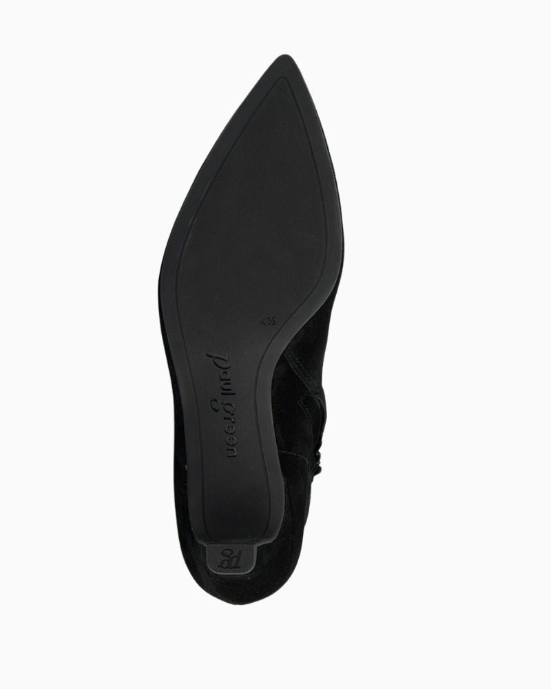 Back view of black ankle boots showing suede finish and 5cm heel height