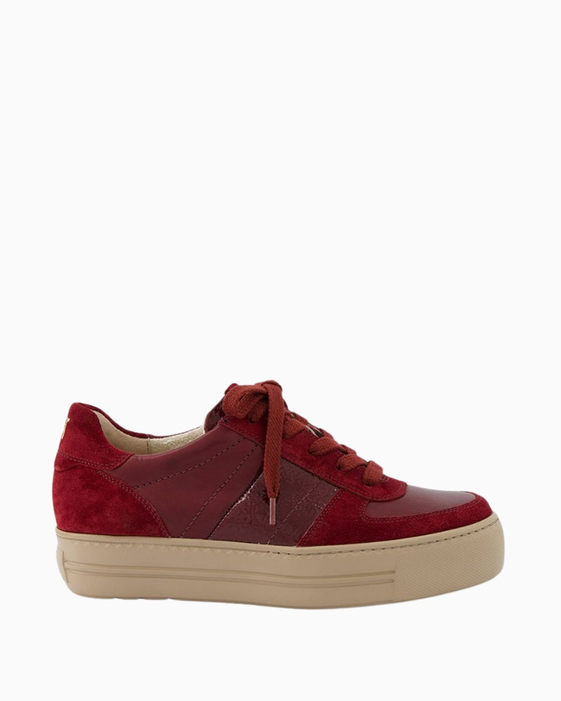 Paul Green red sneakers in suede, grained, and patent leather
