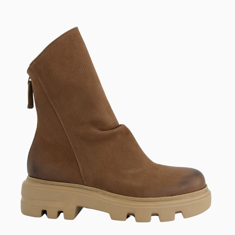 Paul Green brown nubuck ankle boots with pleated detail and back zip
