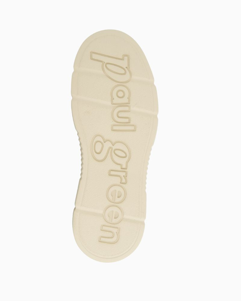 Back view of Beige metallic trainers by Paul Green with elastic laces and removable insole