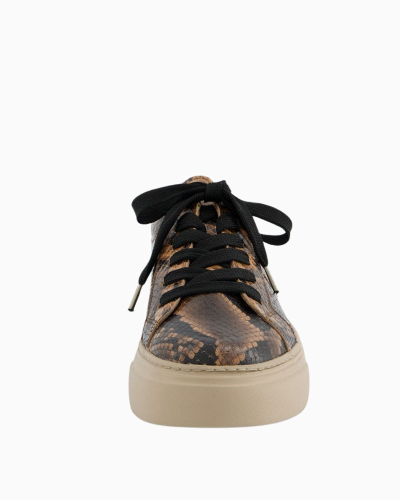 Front Side view of Paul Green sneakers showing mix of textures and 4cm sole height