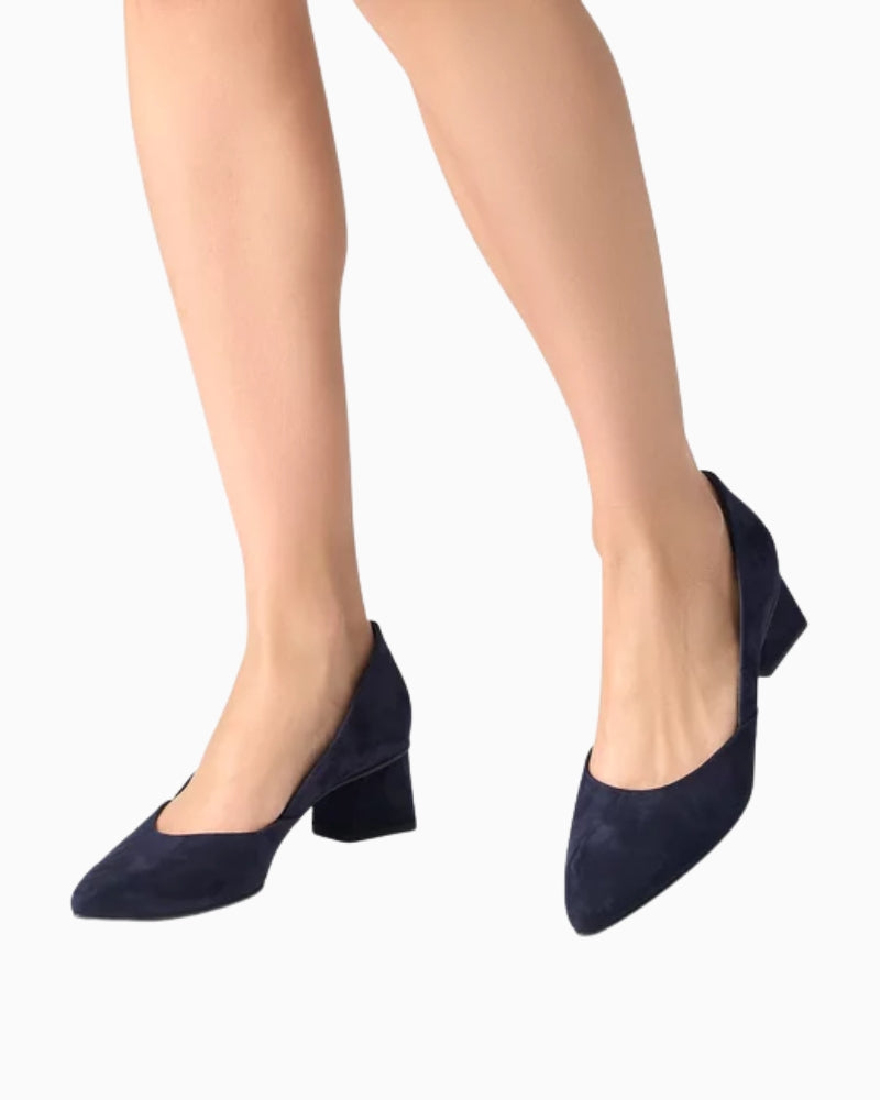 Paul Green black suede pumps with block heel and soft leather insole