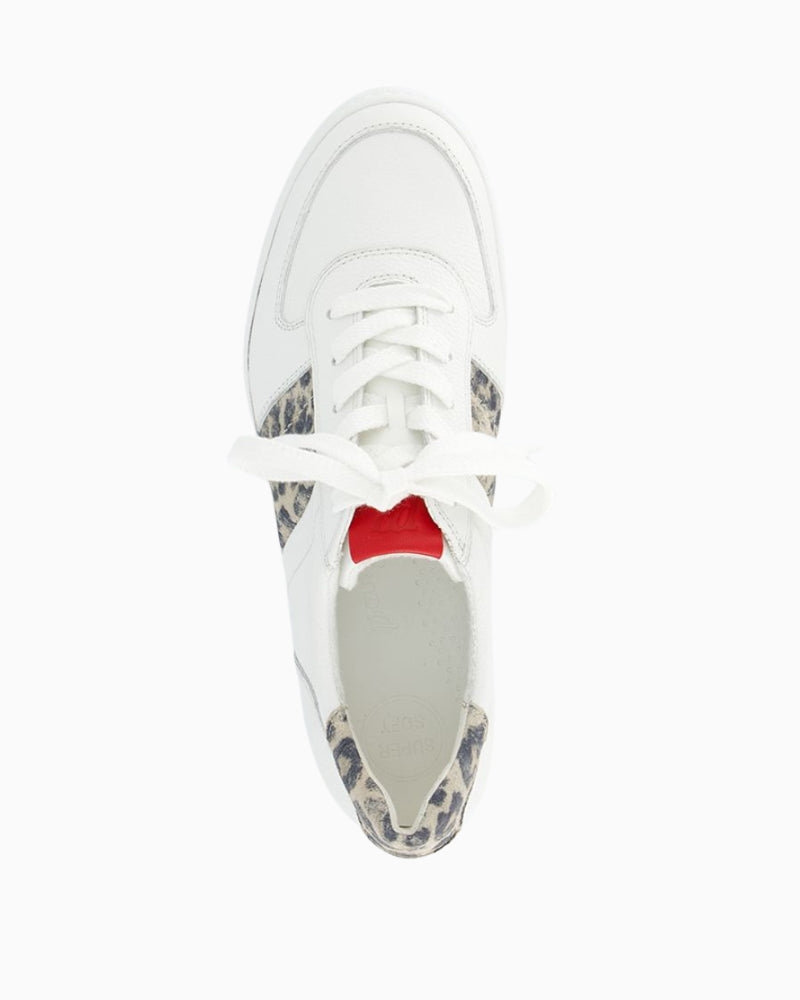 Top view of Paul Green white and leopard-print lace-up sneakers