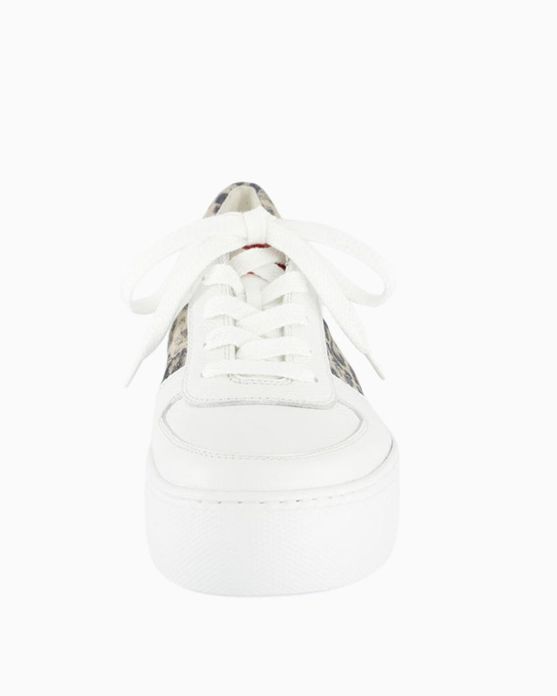 Close-up of gold metallic detail on Paul Green animal print trainers