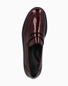 Top view of Paul Green wine-coloured flats with smooth leather finish
