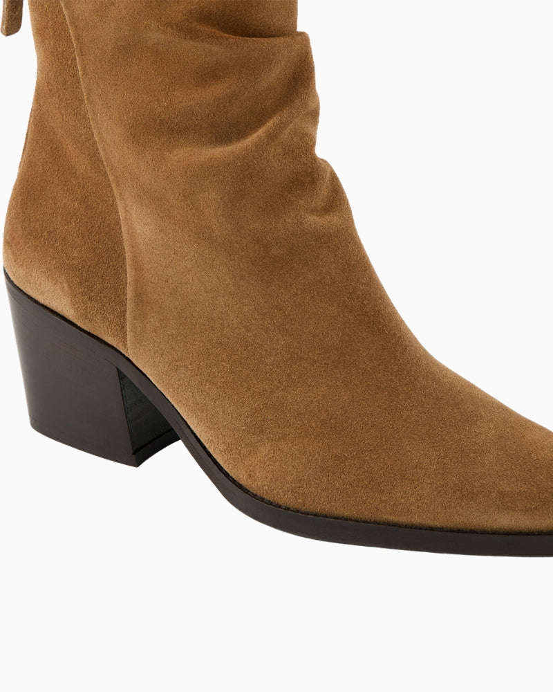 Paul Green Ankle Boot tan suede heel detail