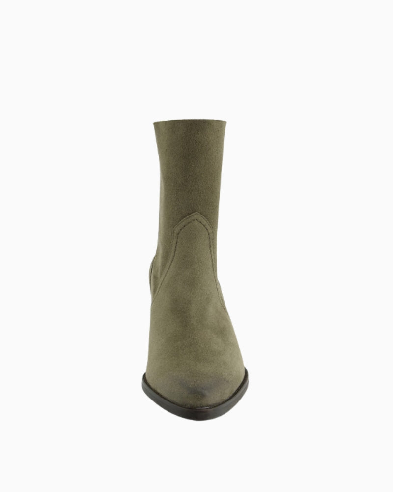 Paul Green Ankle Boots in olive suede front view