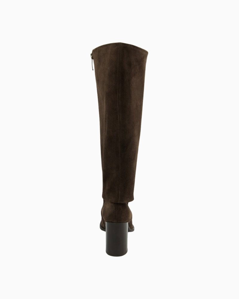 Paul Green Knee High Boot in brown suede back view