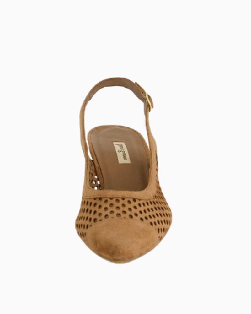 Paul Green Peeptoes Slingpumps Brown front view – Áines Boutique