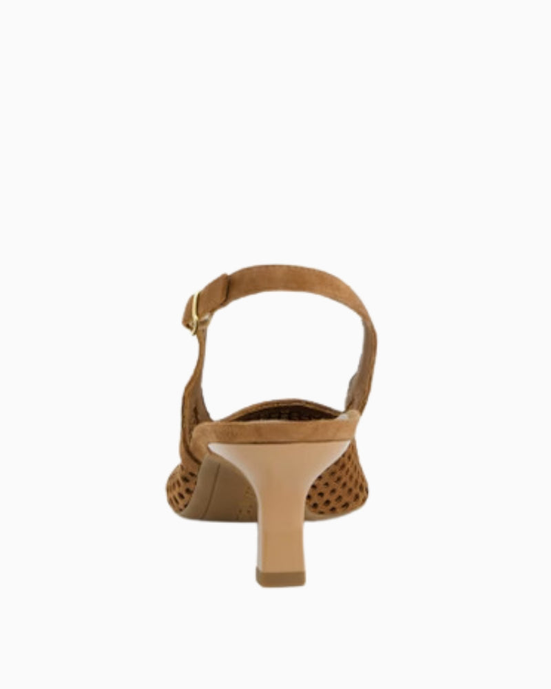 Paul Green Peeptoes Slingpumps Brown back view – Áines Boutique