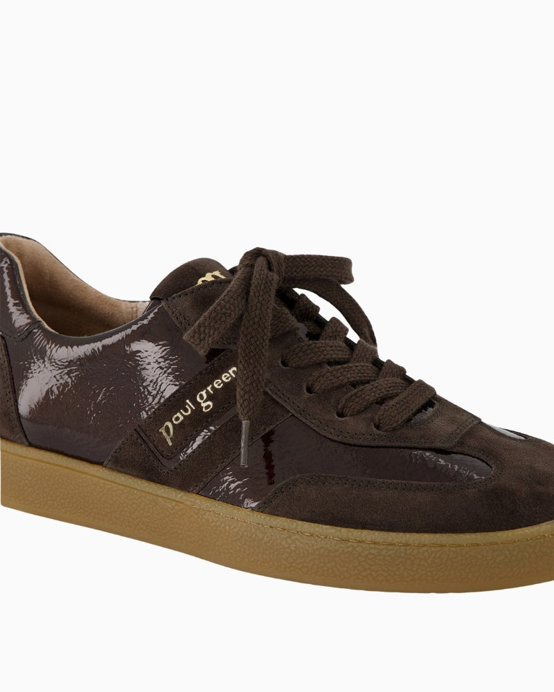 Paul Green Runner brown suede sneaker logo detail