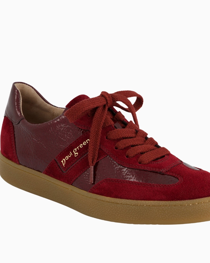 Paul Green Runner wine suede sneaker logo detail