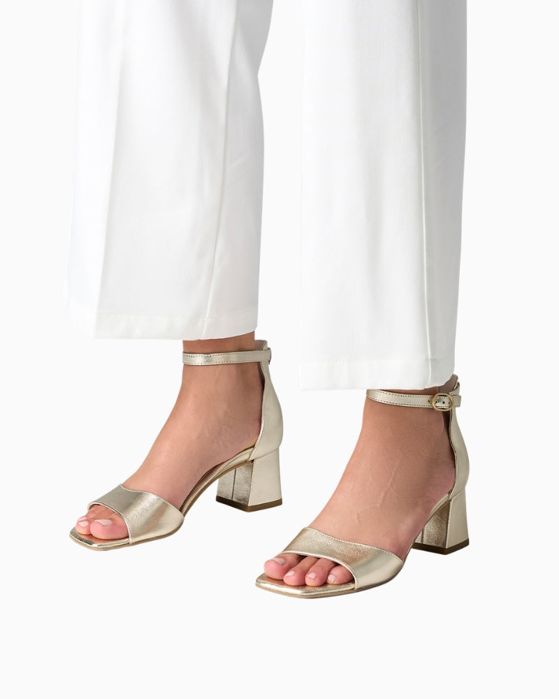 Paul Green Strap Sandal gold full pair view