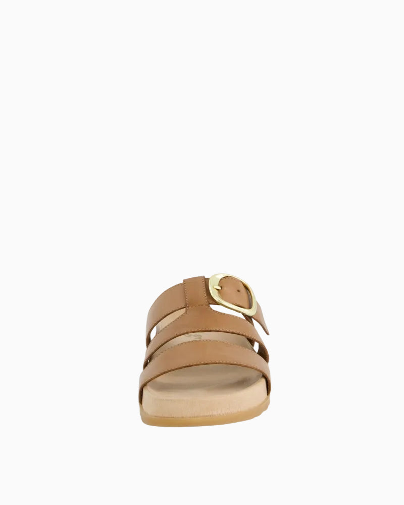 Paul Green tan leather mules front view