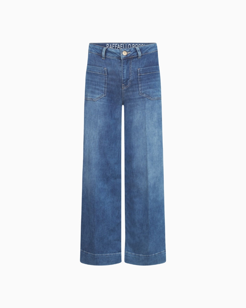 Front view of Raffaello Rossi Miru jeans with wide leg and patch pockets