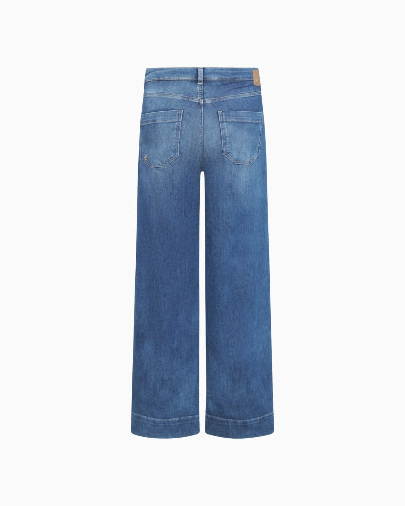 Back view of high-waist jeans showing rear patch pockets