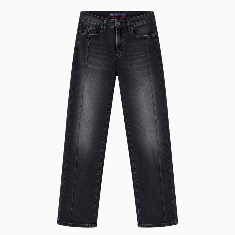 Raffaello Rossi Kira Crop Jeans in grey front detail
