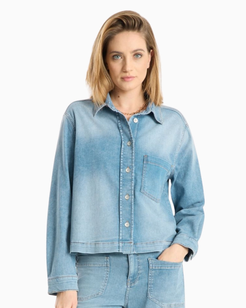 Raffaello Rossi Lima shirt blouse denim front view boxy fit