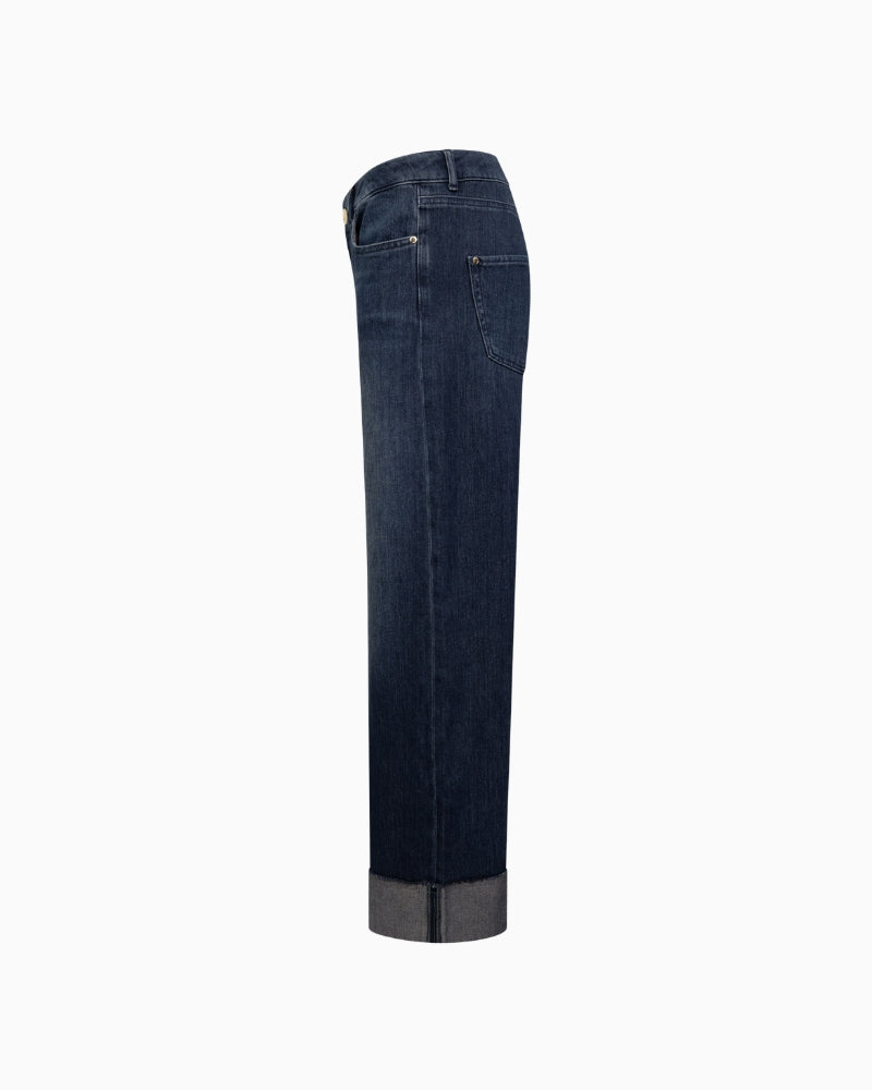 Raffaello Rossi Sventy Turn Up Jeans in Brown Blue side view