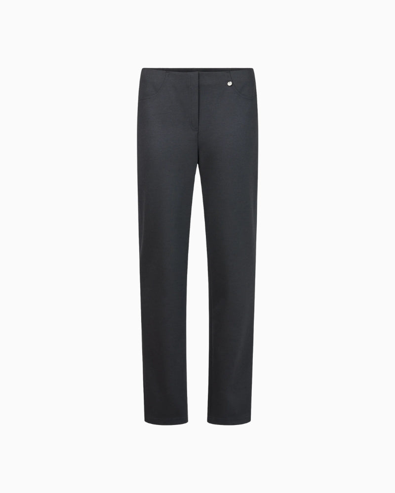 Robell Bella 78cm black trousers with slim leg and pull-on waist