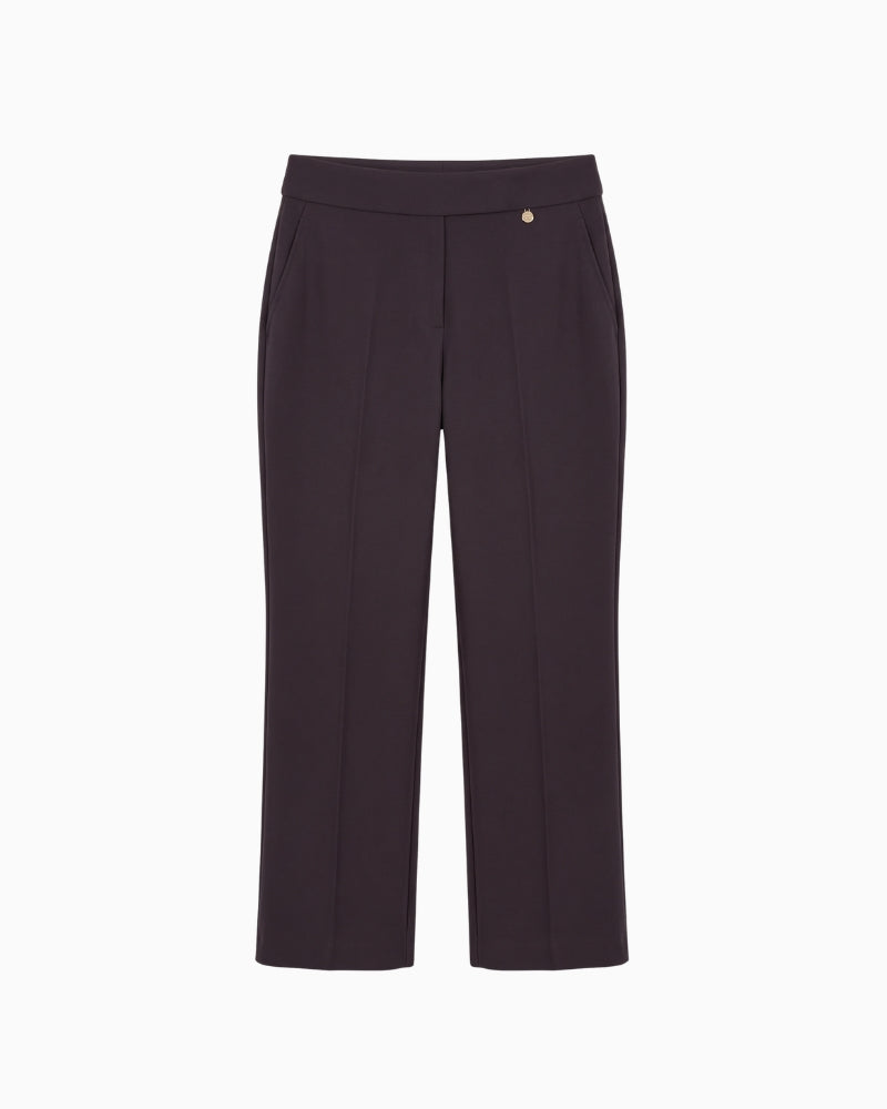 Robell Anna Straight Leg Trousers in dark brown front view