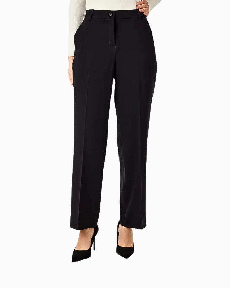 Front view of Robell Britt trousers in classic black with straight-leg cut