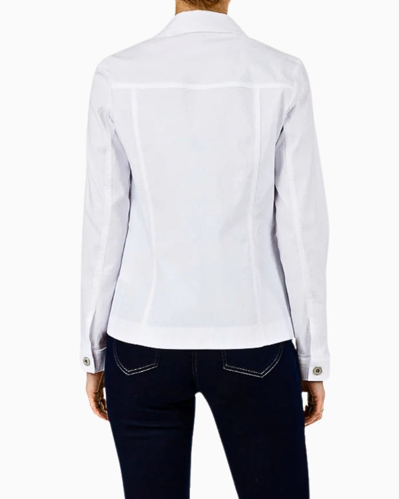 Back view of white Robell jacket with classic tailoring