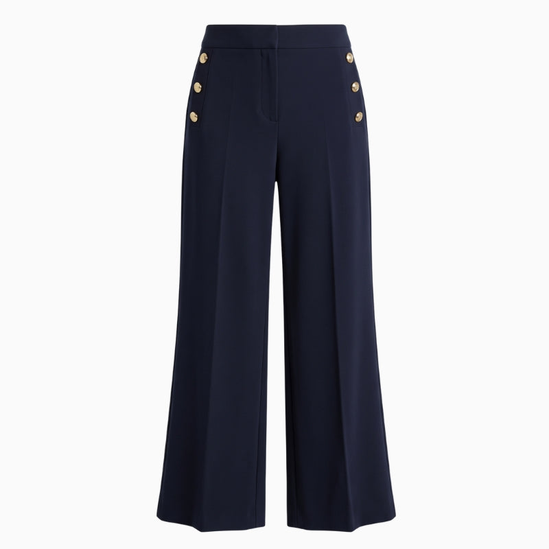 Robell Susanna Wide Leg Trousers in Navy front view