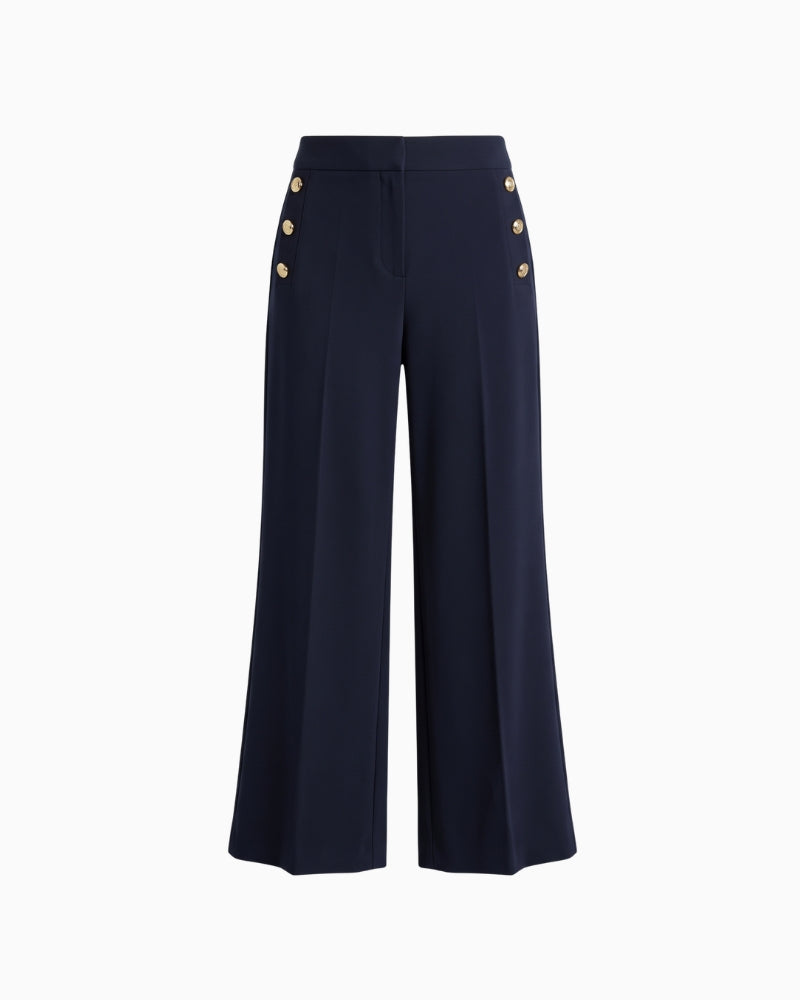 Robell Susanna Wide Leg Trousers in Navy front view