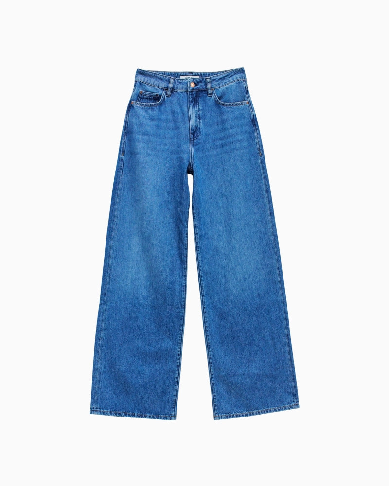 High-waisted wide-leg jeans by Salsa in blue denim with soft cotton lyocell blend