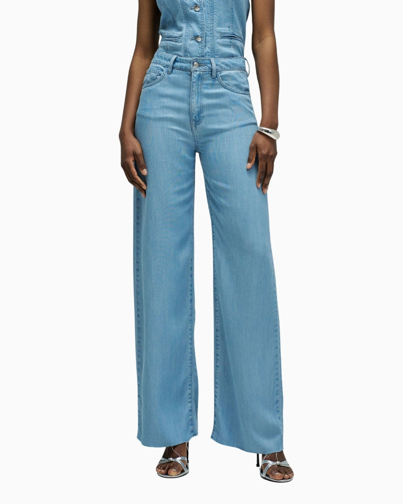 Salsa Jeans wide leg light denim jeans fit detail