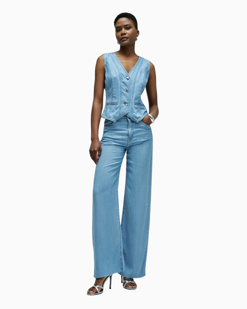 Salsa Jeans wide leg light denim jeans full length view
