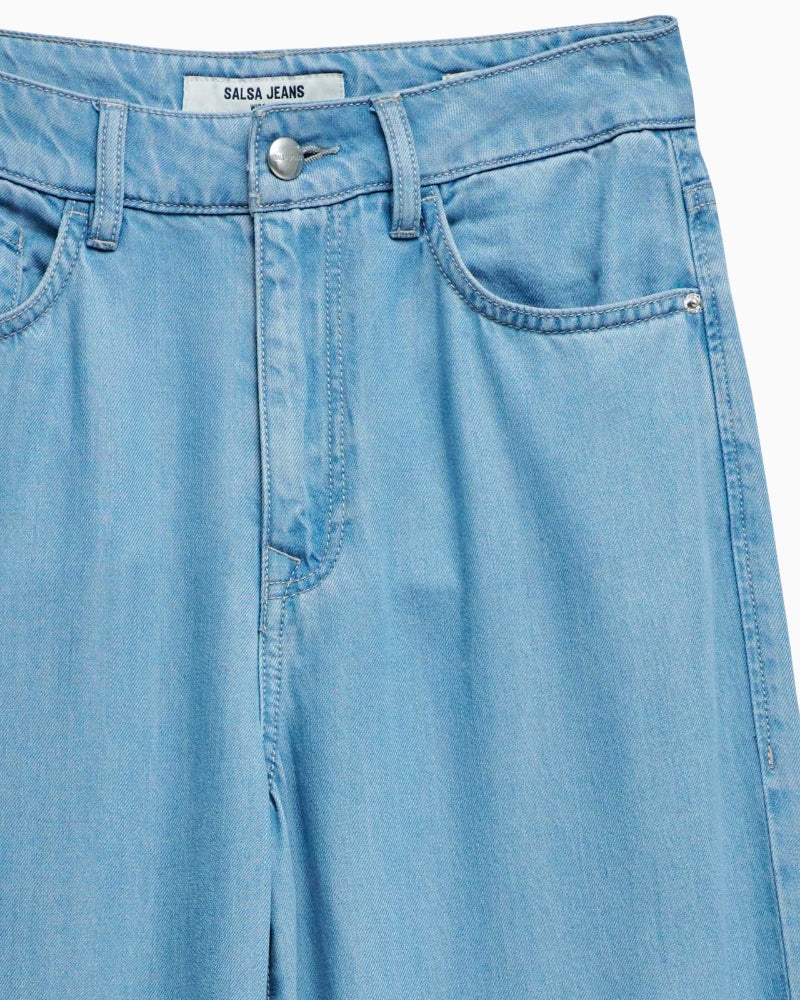 Salsa Jeans wide leg light denim jeans waistband detail