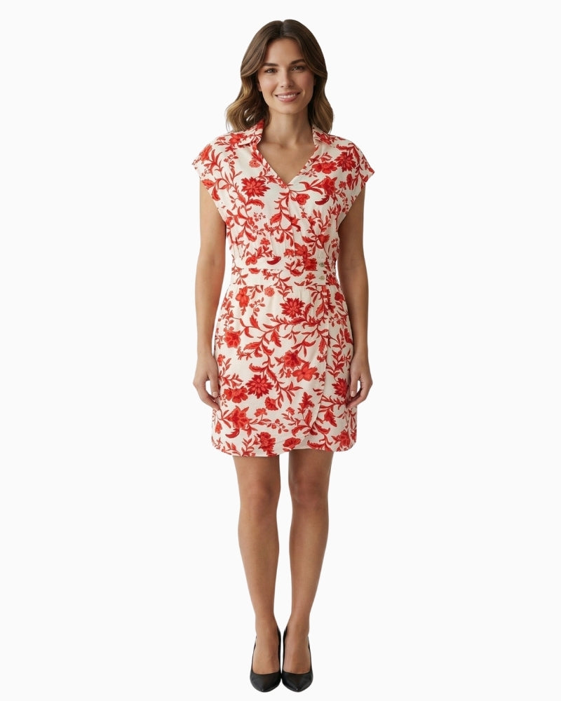 Salsa floral short dress red full length front view
