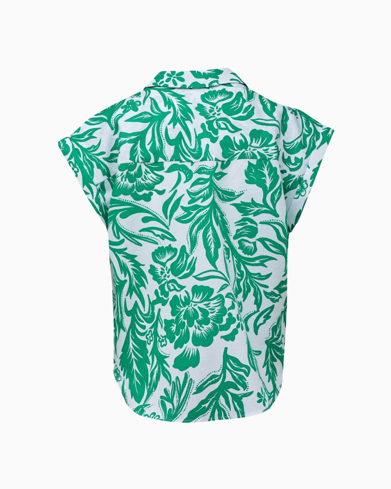 Salsa printed blouse white green back view