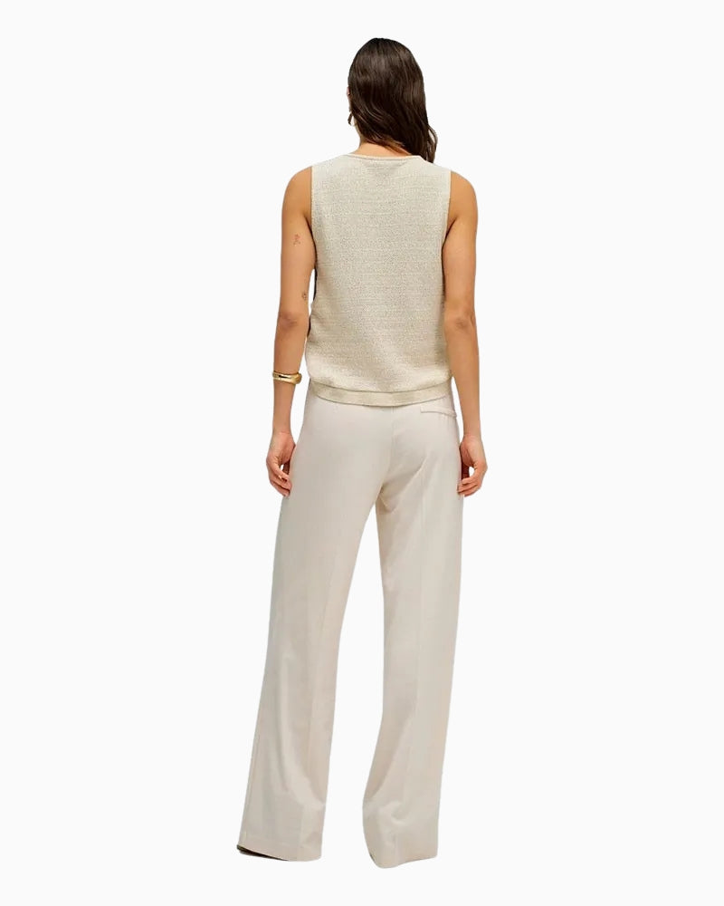 Salsa sleeveless lurex knit top cream back view