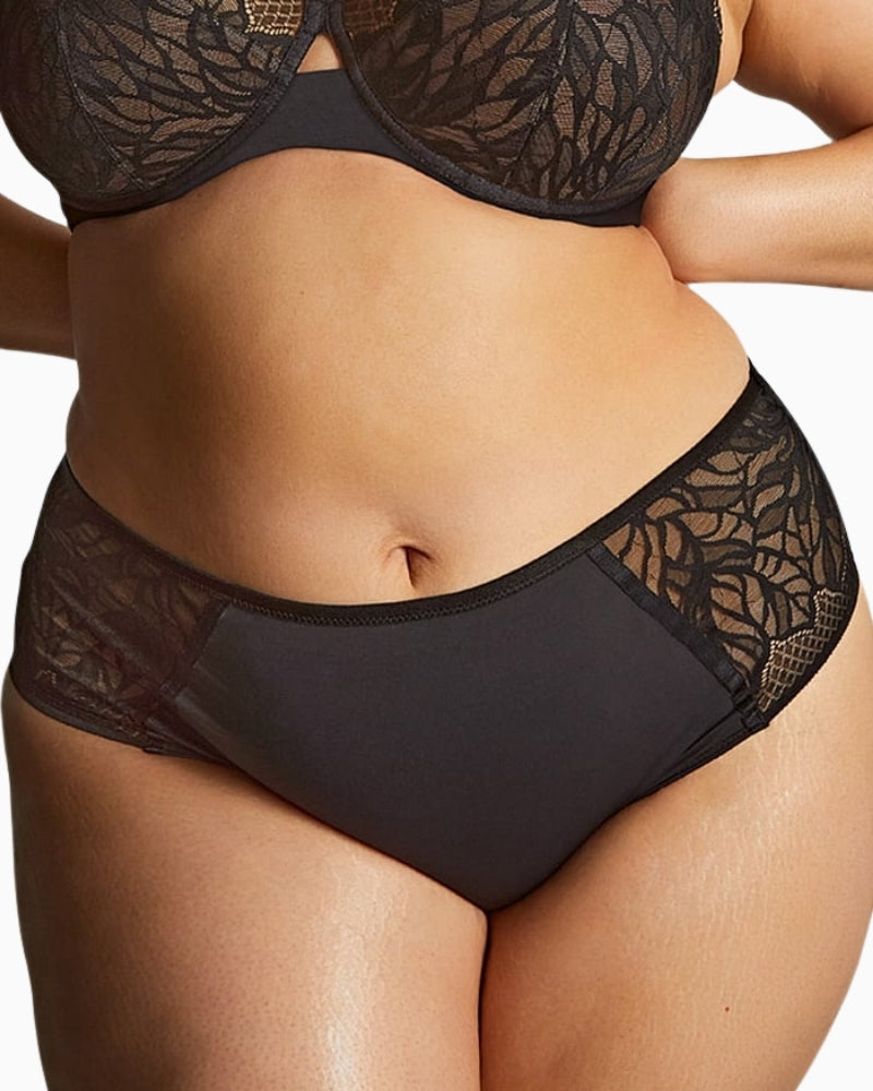 Panache Sculptresse Sophia deep brief in black lace with floral design