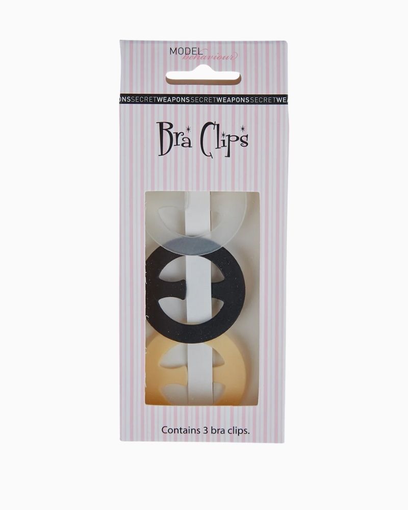 Pack of Secret Weapons Bra Clips in round shape – clear, black, and nude