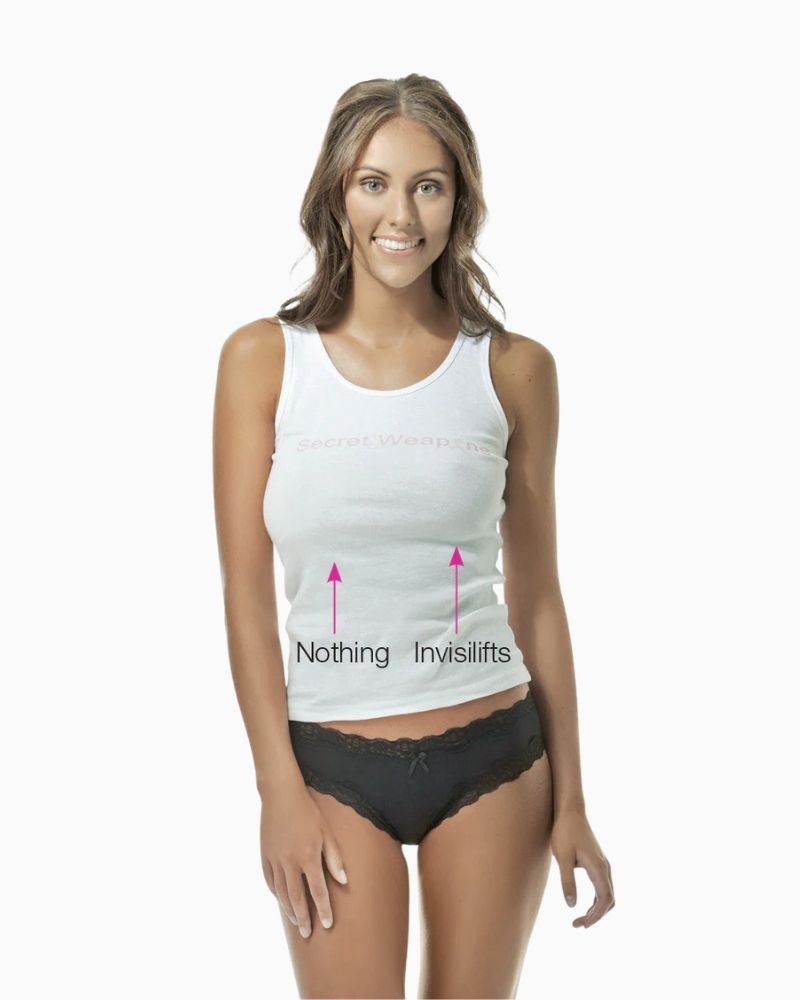 Secret Weapons Invisible Boob Tape pack showing discreet breast lift solution
