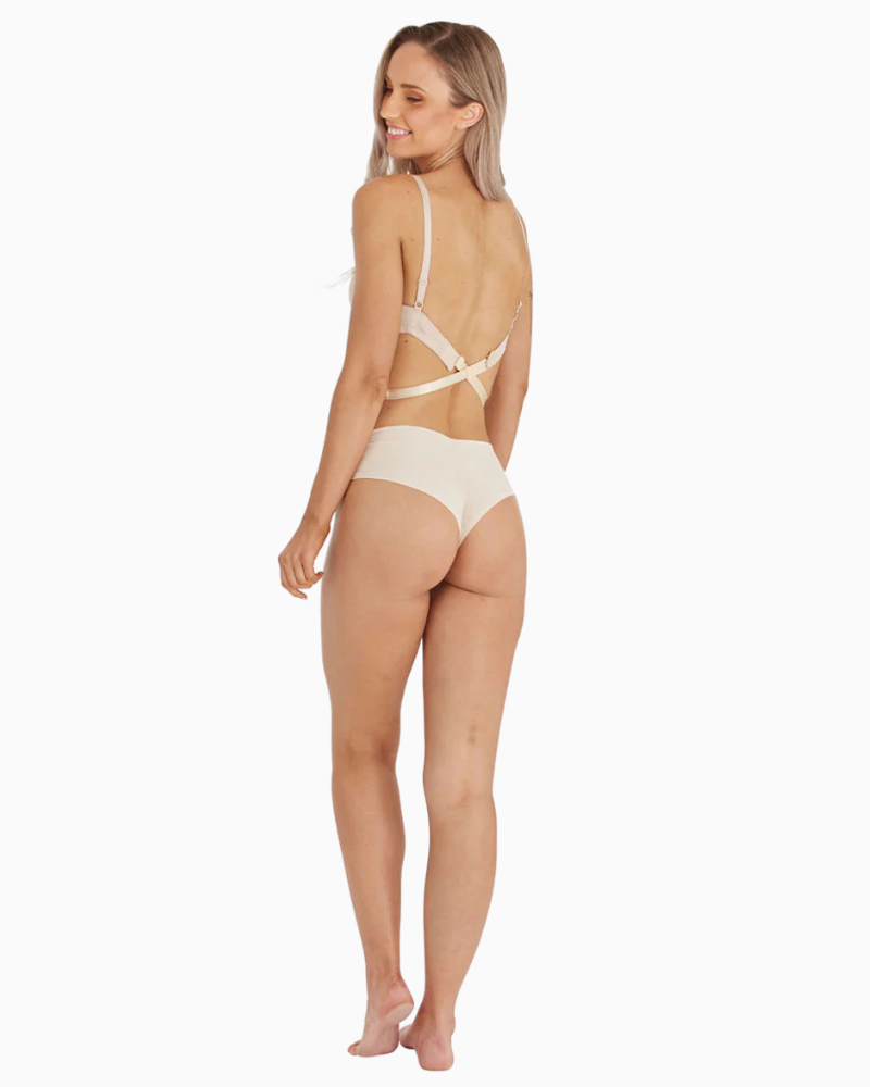 Secret Weapons Low Back Bra Extender in nude showing adjustable wrap-around design