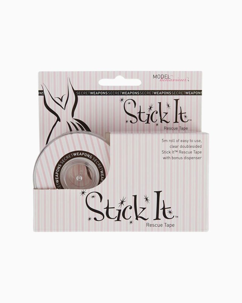 Pack of Secret Weapons Stick It Rescue Tape for securing clothing with clear, waterproof adhesiv