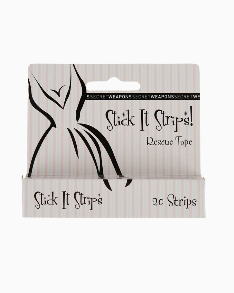 Handbag-sized box of Secret Weapons fashion tape strips for wardrobe emergencies