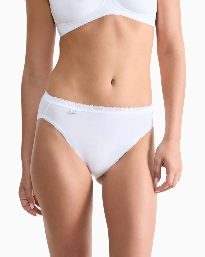 White tai briefs by Sloggi in cotton blend, pack of 3 with soft trim