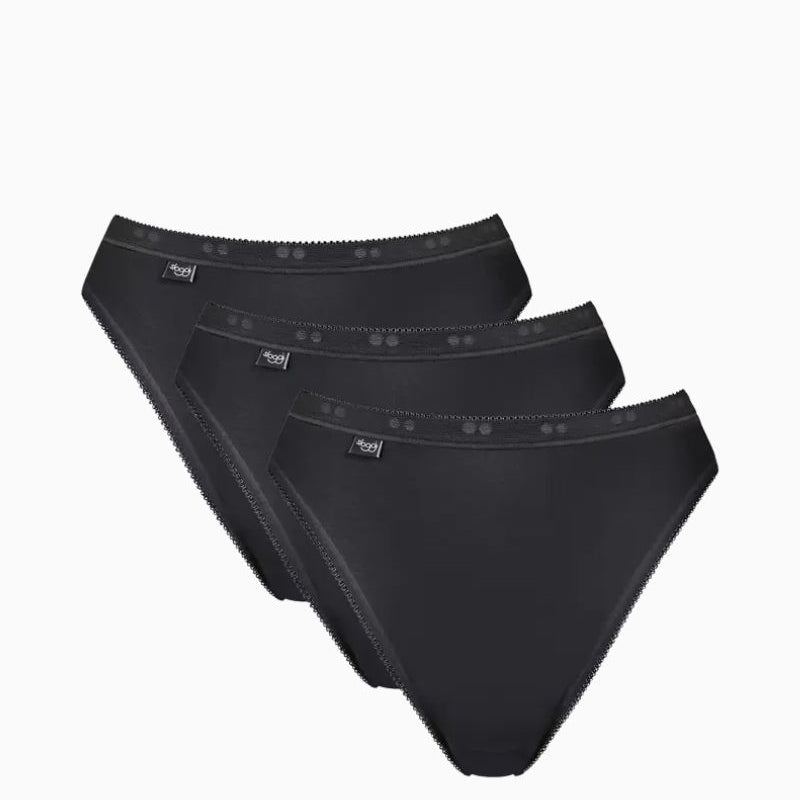 Black tai briefs by Sloggi in cotton stretch fabric, pack of 3