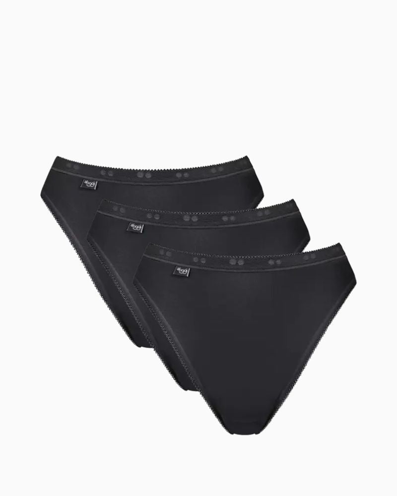 Black tai briefs by Sloggi in cotton stretch fabric, pack of 3