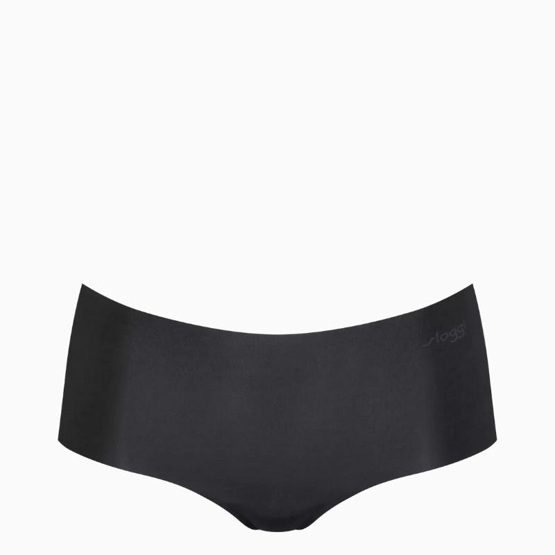 Front view of Sloggi lightweight seam-free short briefs in black