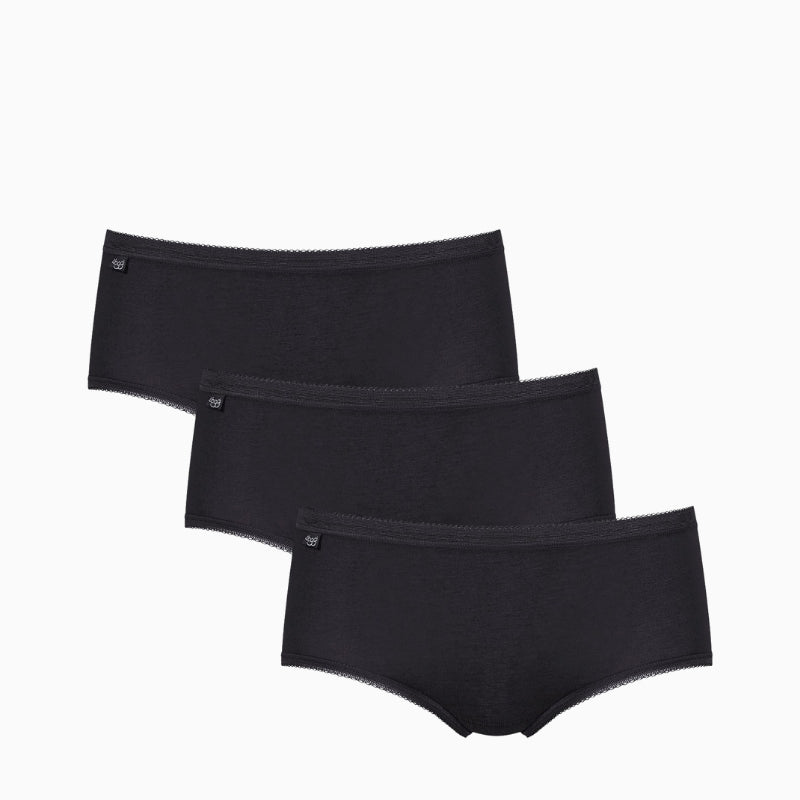 Sloggi Basic Midi 3-pack briefs in black front view
