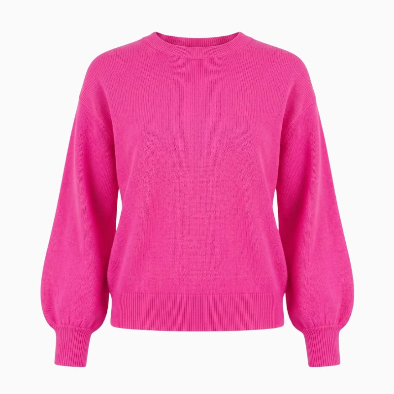 TWNS The Label Colorado Puff Sleeve Jumper in Neon Pink fabric details